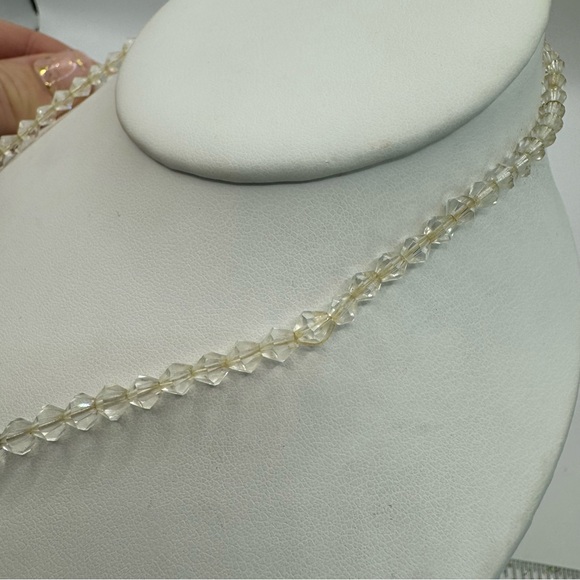 Vintage MCM briolette sparkling crystal glass necklace bicone aurora Borealis - Picture 8 of 13